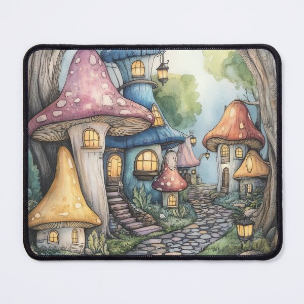 Item preview, Lantern-Lit Mushroom Village designed and sold by SporeandCanvas.