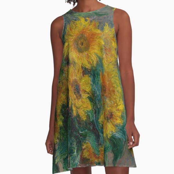 Blumenstrauß aus Sonnenblumen A-Linien Kleid