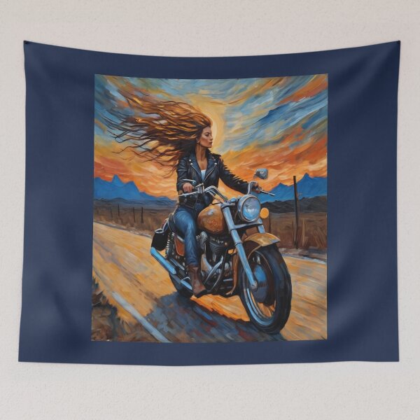 Item preview, "Sunset Rider: Leather Jacket, Boots, and Freedom" designed and sold by Artisticanvas.