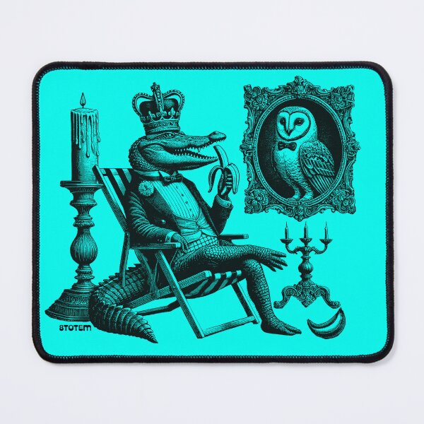 Item preview, Crocodile eating a banana and an owl painting on the wall designed and sold by 8Totem.