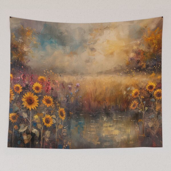 Item preview, Golden Sunflowers by the Tranquil Lake designed and sold by NeoNebulaArt.