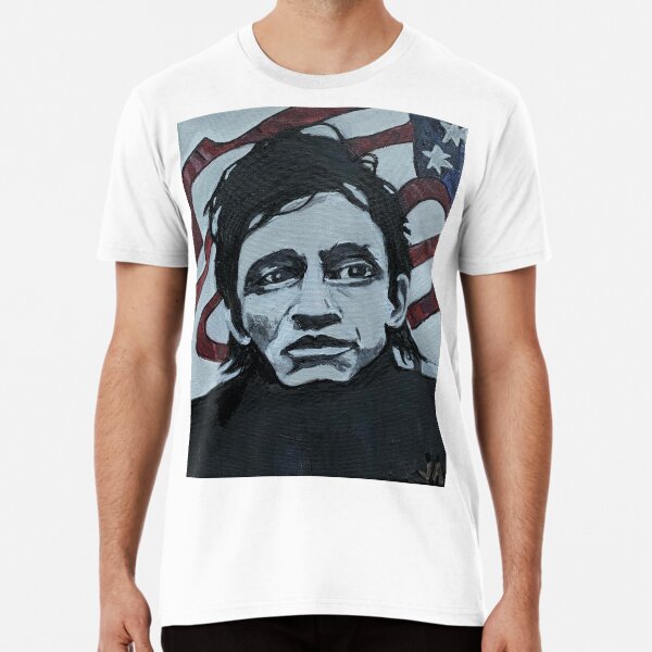 Johnny Cash Portrait Acrylic Premium T-Shirt My3Dhoodie Roomvibe Shirtfusion Outfithub Gamedaymerch Eglobaltime Shirtnation Modernpulse Magicshirts Eliteteestore Vivashirts Classycanvas Shopseatcar Teeculture Genzfashion 4Fansport