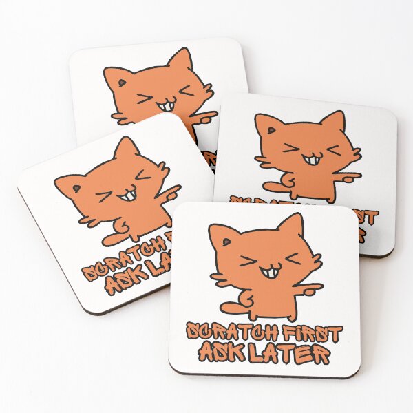Item preview, badass cat Scratch First, Ask Later designed and sold by lino4king.