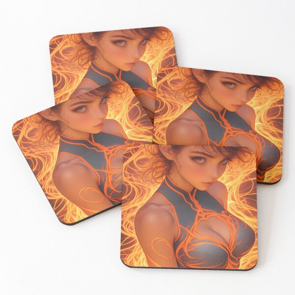 Item preview, Fiery Warrior Anime Girl with Glowing Flames designed and sold by mildaclairmo.