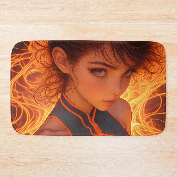 Item preview, Fiery Warrior Anime Girl with Glowing Flames designed and sold by mildaclairmo.