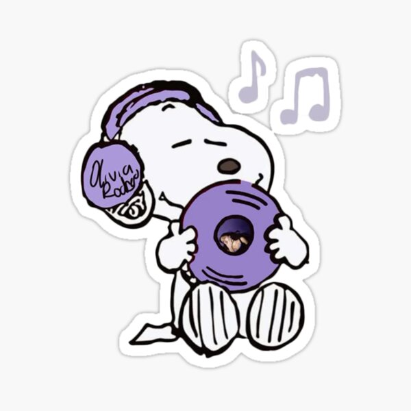 Item preview, Snoopy listening to Olivia Rodrigo sticker designed and sold by martirush.