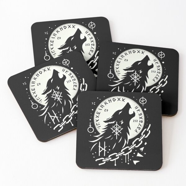 Item preview, Runic Wolf under the Moon – Viking Symbol and Chains of Destiny designed and sold by RavenRunes.