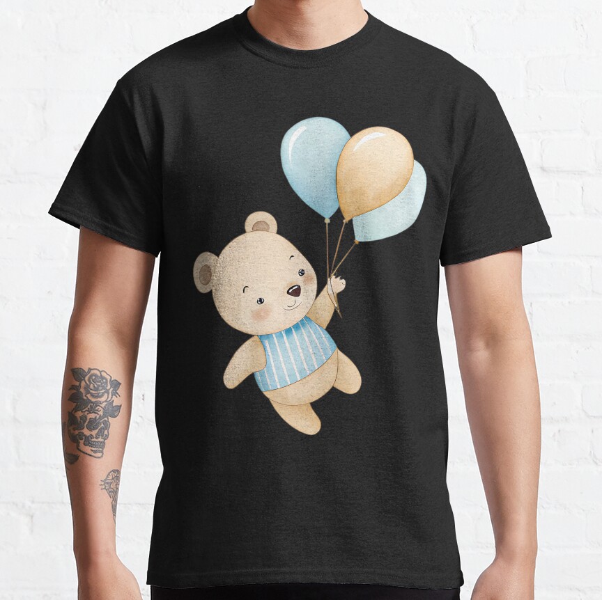 A0821 Whimsical Bear Balloon Ride Classic T-Shirt Teeedge Morningshirts Nestdecor Boldteetrend Startees Eglobaltime Hoodiegenz Fusionteehub Sportshirts Teepulsestore Glowstitch Cityshoesdz Vibeshirts Modernpulse Shopseatcar 4Fansport