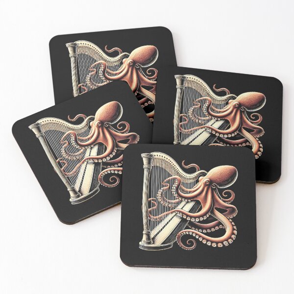 Item preview, Octopus Playing Harp Harpist Harp Player designed and sold by Kimberley King Art  King Art.