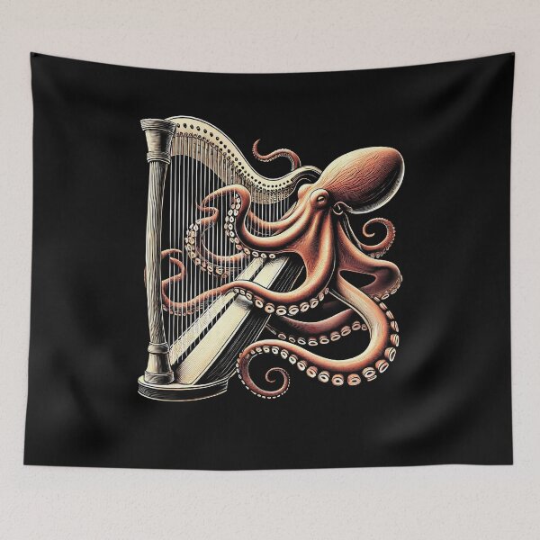 Item preview, Octopus Playing Harp Harpist Harp Player designed and sold by Kimberley King Art  King Art.