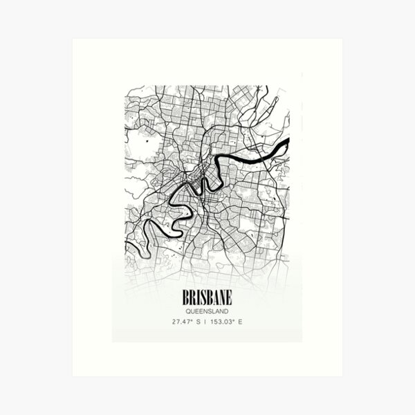 Item preview, Brisbane Map Poster designed and sold by theneurocyclist.