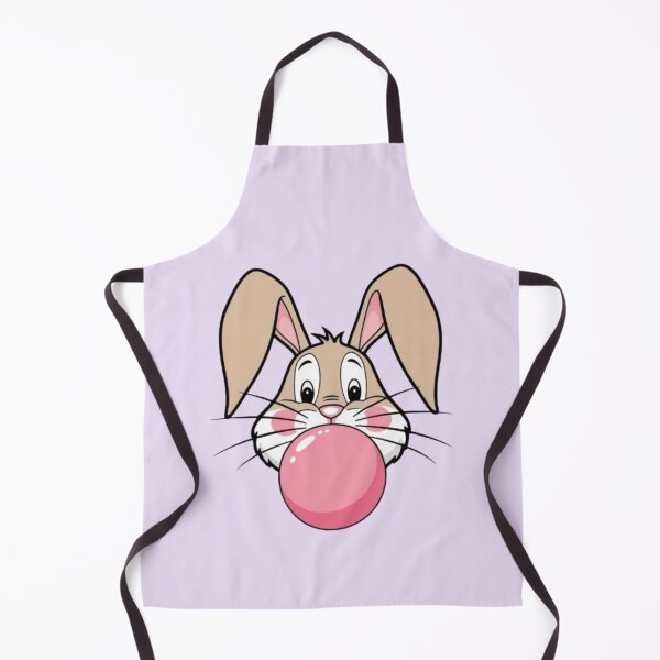 Aperçu de l'œuvre Lapin de dessin animé mignon soufflant du chewing-gum rose créée et vendue par LMoonDesigns.