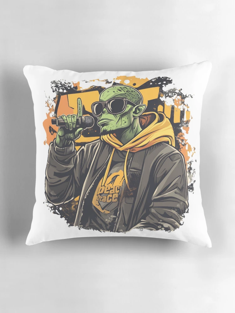 Thumbnail 3 of 4, Pillow, Alien Rapper designed and sold by Ragil-Studio.