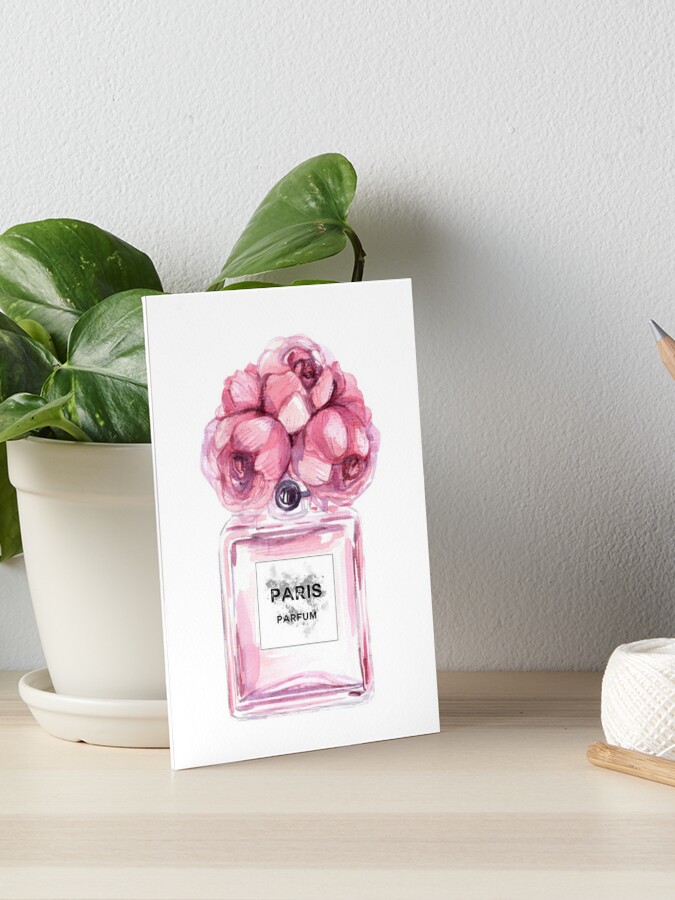 Perfume Bottle Watercolor Painting Hand Painted With Pink Flowers Art  Board Print for Sale by AffordableArtCo