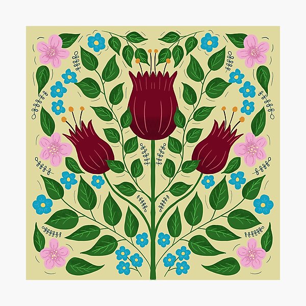 Item preview, Springtime folk flowers designed and sold by Craftynelly Designs.