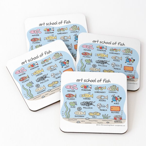 art school of fish Coasters (Set of 4)