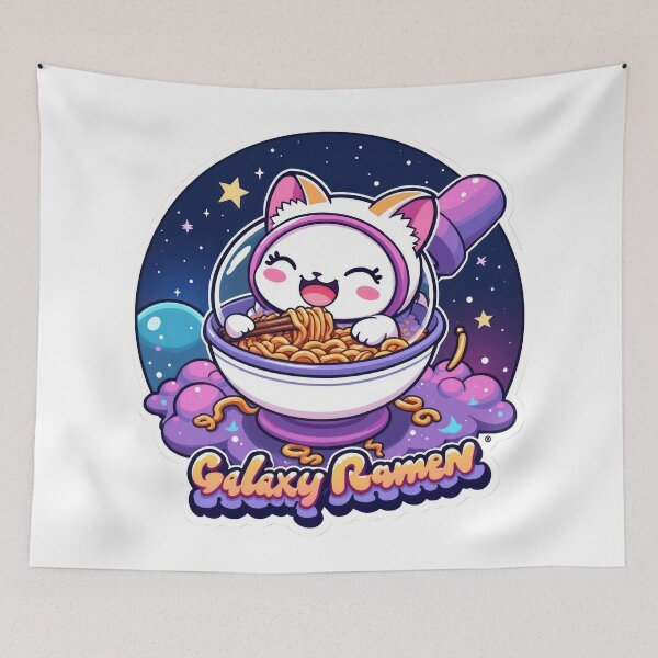 Item preview, Kawaii Cosmic Cat Ramen Anime Cute Space Noodles designed and sold by duke818.
