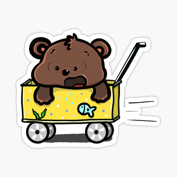 Item preview, Cartoon bear in a camping trolley and rushing designed and sold by CuteLemon00.