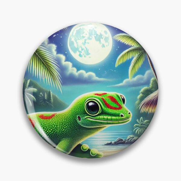 Item preview, Hawaiian Day Gecko at Night – Tropical Moonlit designed and sold by NocturnalNook.