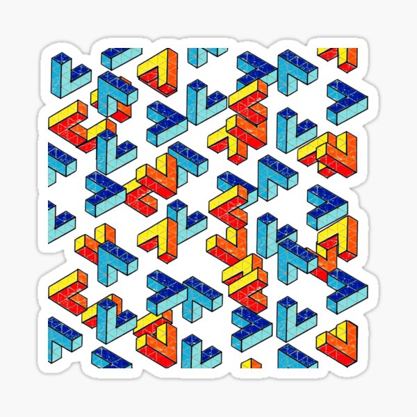 Vista previa del artículo con la obra «Triángulos de Penrose flotantes», diseñado y vendido por FauxThreads.