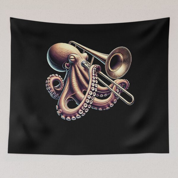 Item preview, Octopus Playing Trombone Trombonist Trombone Player designed and sold by Kimberley King Art  King Art.