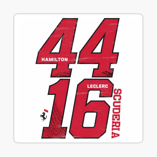 Vista previa del artículo con la obra «Arte de fan de la F1 con tipografía atrevida de la Scuderia Hamilton x Leclerc: diseño de carreras en blanco y negro», diseñado y vendido por Studio F1Grid.