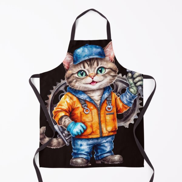 Item preview, Cat mechanic in orange overalls holding a wrench designed and sold by paiteen09.