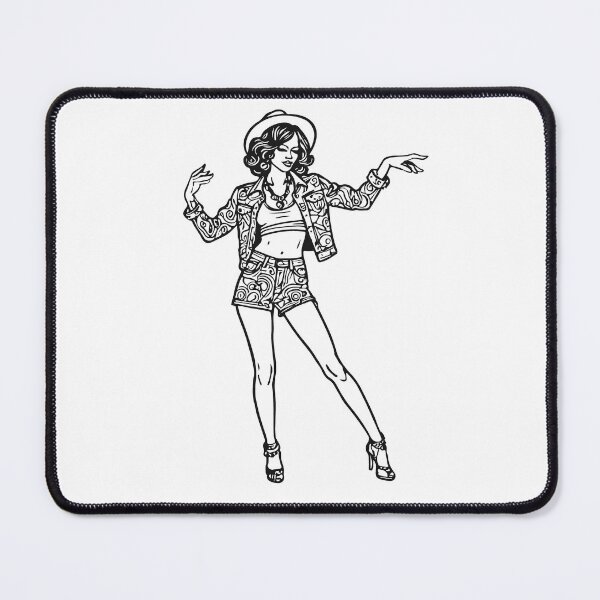 Item preview, black and white graphic drawing of a girl designed and sold by InshynaArt.