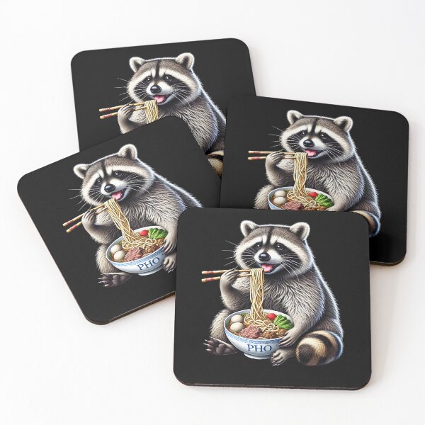 Artikelvorschau, Waschbär isst Pho Raccoon Pho Vietnamesisches Essen Nudelliebhaber entworfen und verkauft von Kimberley King Art  King Art.
