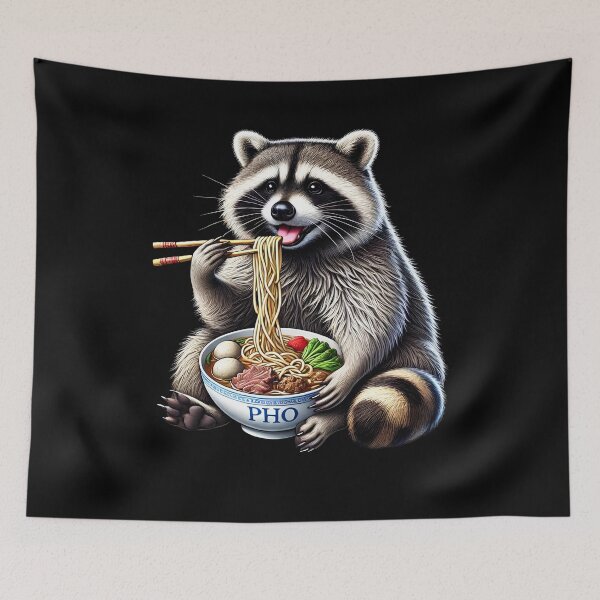 Item preview, Raccoon Eating Pho Raccoon Pho Vietnamese Food Noodle Lover designed and sold by Kimberley King Art  King Art.