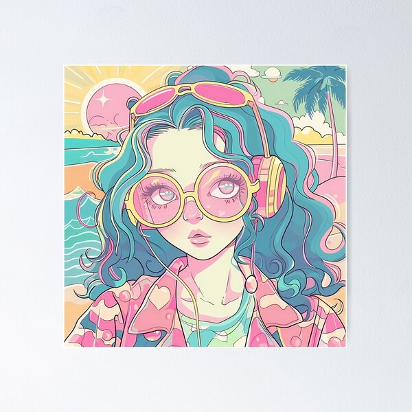 Item preview, Retro Anime Vivid Color Girl  designed and sold by Elinotes.
