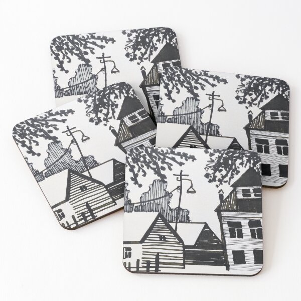 Item preview, Suburban Stillness – Minimalist Black Marker Landscape designed and sold by diptarka07.
