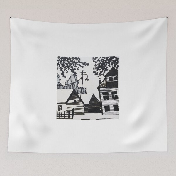 Item preview, Suburban Stillness – Minimalist Black Marker Landscape designed and sold by diptarka07.