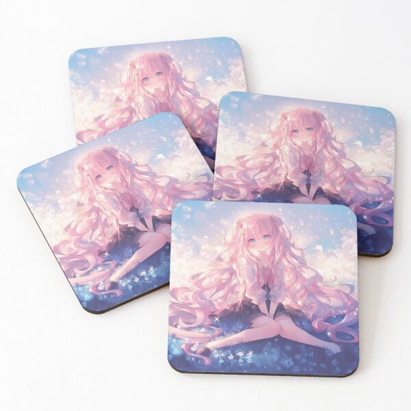 Item preview, Dreamy Pink-Haired Anime Girl in a Magical Flower Field – Aesthetic Fantasy Art designed and sold by Kawai Anime Shop.