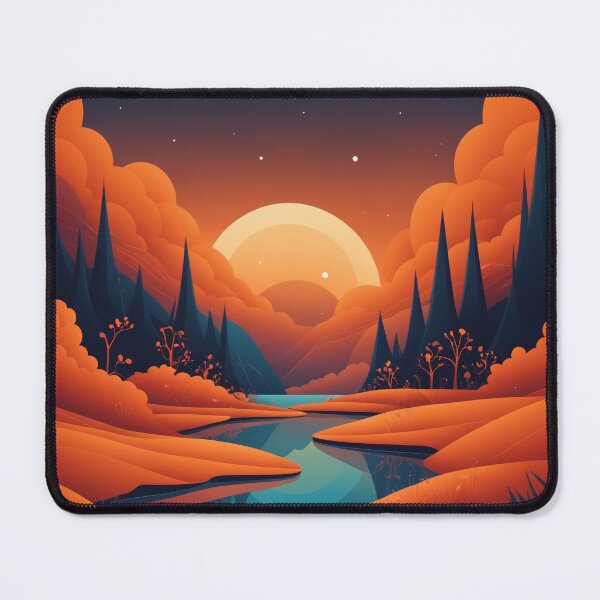 Item preview, Twilight River: A Dreamy Orange and Blue Landscape designed and sold by REPTISLAV.