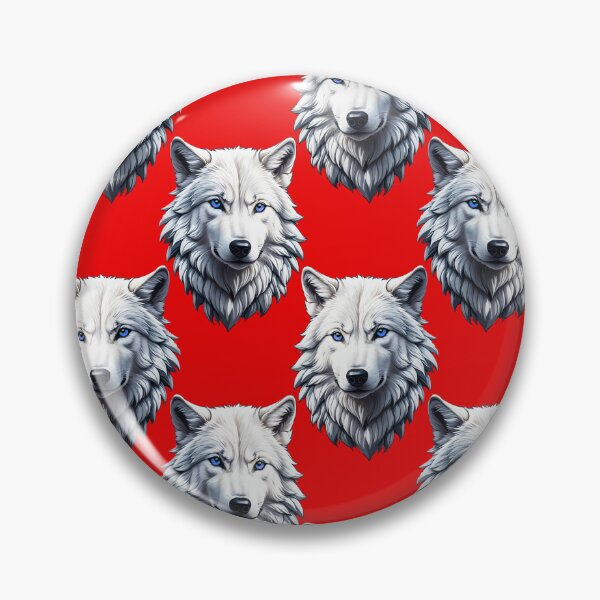 Artikelvorschau, Weißer Wolfskopf Musterdesign - Rot entworfen und verkauft von PatternTitan.