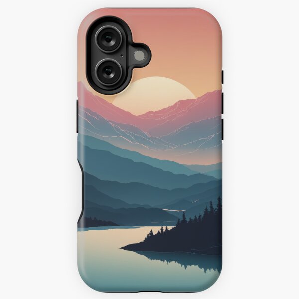 Item preview, Pastel Sunset: Serene Lake Between Mountain Ridges designed and sold by REPTISLAV.