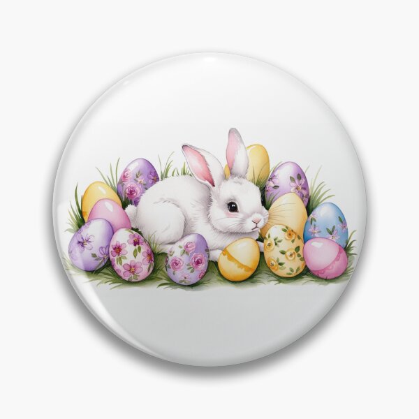 Item preview, White Easter Bunny with Colorful Eggs designed and sold by StormArte.