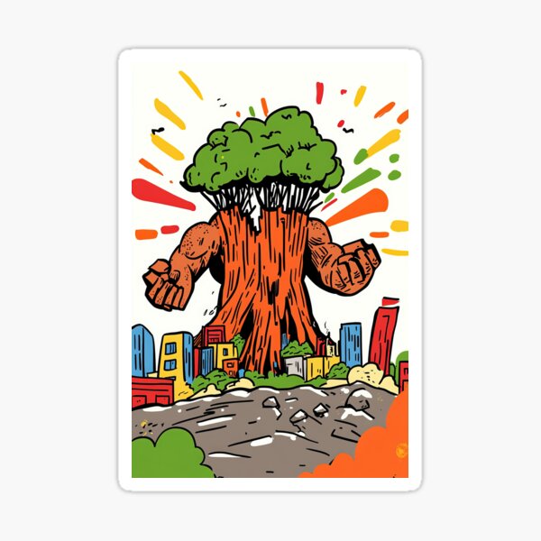 Item preview, Ancient tree titan wrecking modern society designed and sold by Piotrek0001.