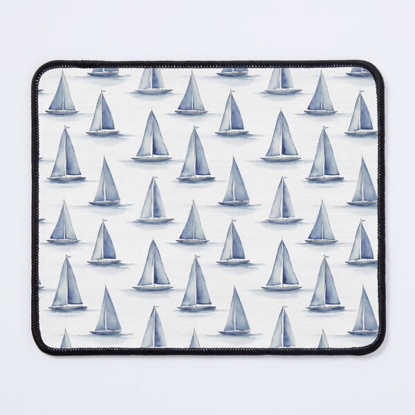 Item preview, blue sailing boat pattern designed and sold by PoppyLaneStudio.