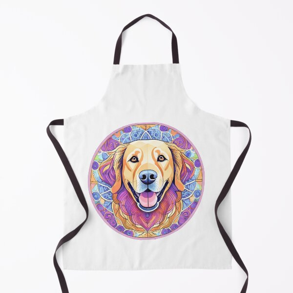 Item preview, colourful circle mandala golden retriever head leadlight mosaic designed and sold by planetgolden.
