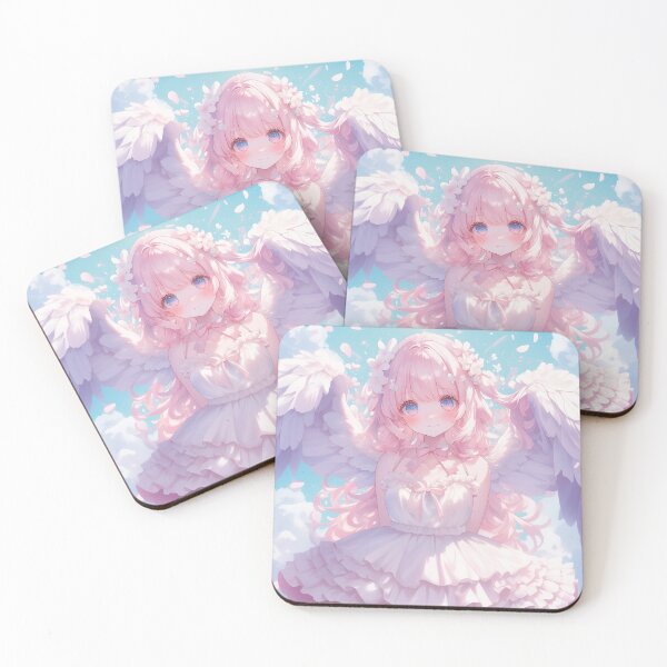 Item preview, Radiant Pink-Haired Angelic Anime Girl in a Dreamy Celestial Sky – Fantasy Aesthetic Art designed and sold by Kawai Anime Shop.