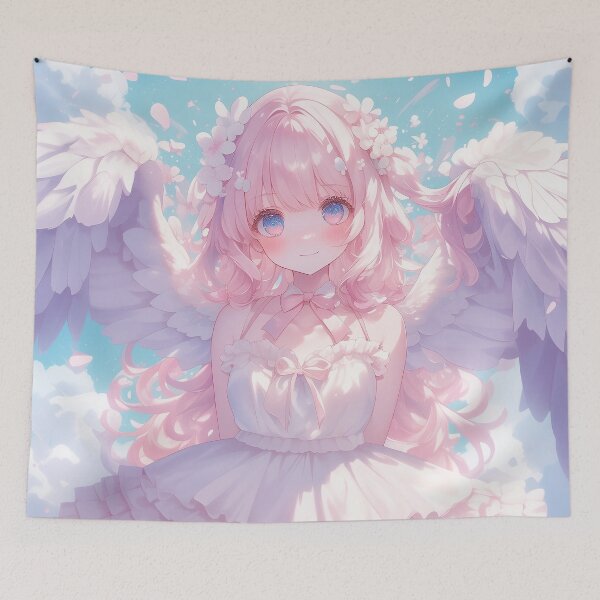 Item preview, Radiant Pink-Haired Angelic Anime Girl in a Dreamy Celestial Sky – Fantasy Aesthetic Art designed and sold by Kawai Anime Shop.