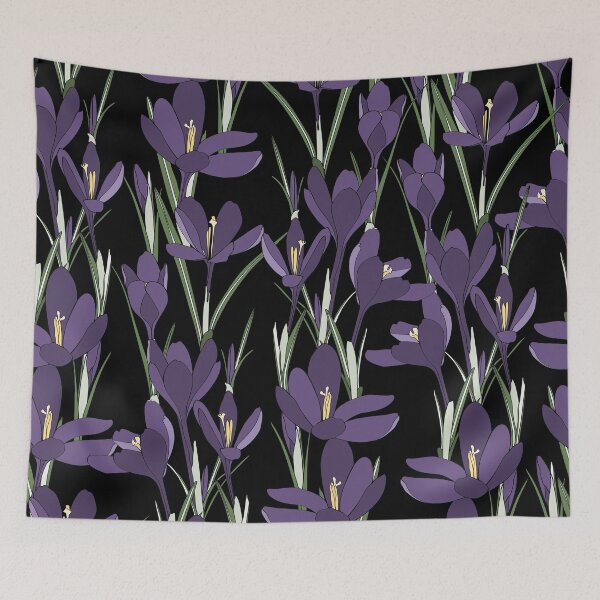 Item preview, Crocus pattern. Saffron field. Seamless pattern with purple crocuses. designed and sold by MatyKotiv.