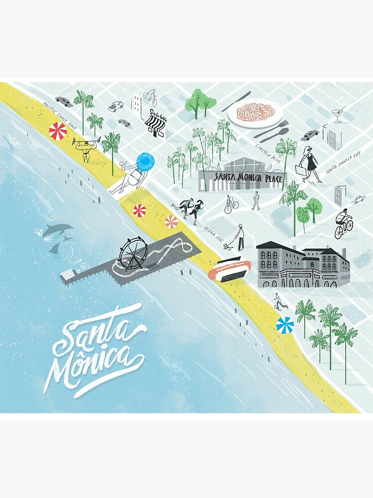 Santa Monica illustrated map | Poster