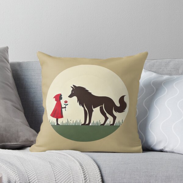 Little red riding hood modern artistic rendition Throw Pillow