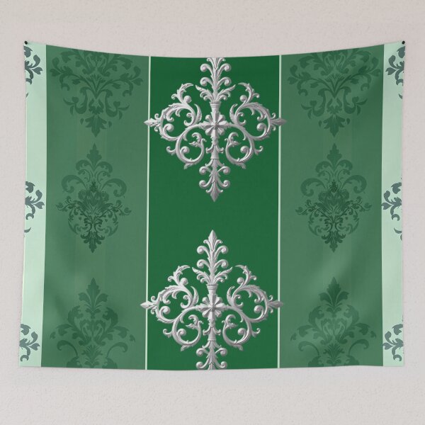 Item preview, Green Striped Silver Damask  designed and sold by DesignsByPrnces.