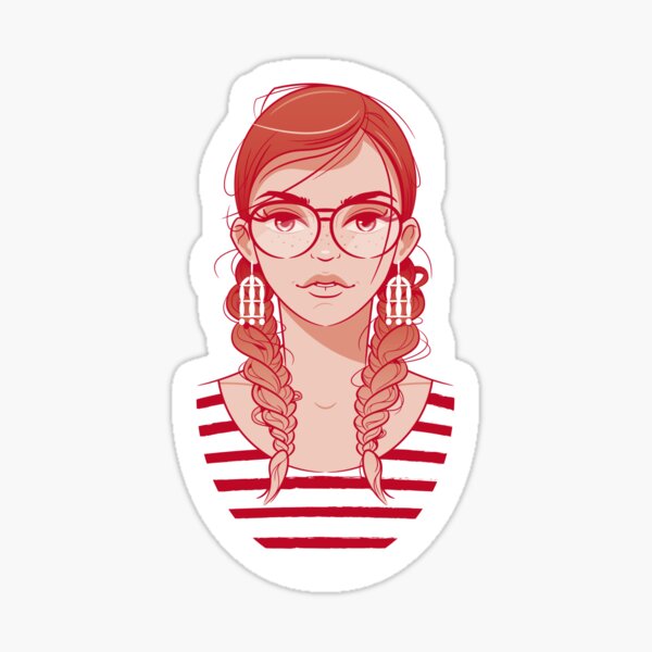 Cool Girl with Braids and Boho Earrings Sticker