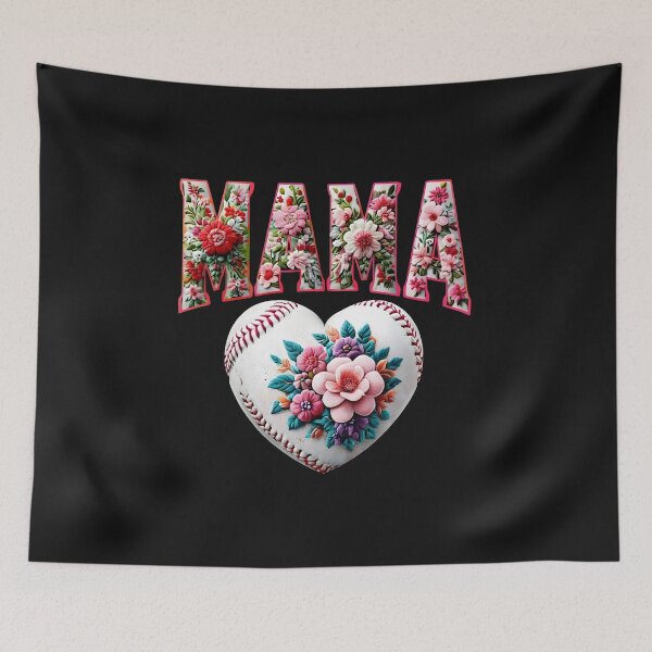 Item preview, Baseball Mama - Floral Embroidery Letters | Sporty & Elegant Design, designed and sold by CRAZY&ART.