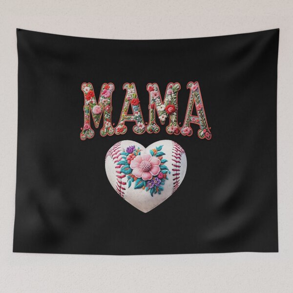 Item preview, Baseball Mama - Floral Embroidery Letters | Sporty & Elegant Design, designed and sold by CRAZY&ART.
